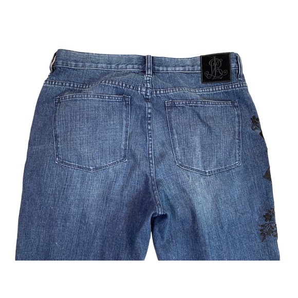 Ralph Lauren Women's Size 12 Jeans Straight Leg Hi Rise Embroidery Velvet Beaded - Picture 5 of 10